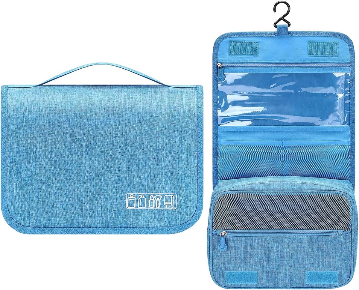 SnelShoppen - Travel Toiletry Bag voor Mannen en Vrouwen - Ruime Doppakket Cosmetica Tas - Waterdichte Reistas voor Toiletartikelen en Cosmetica - Bla