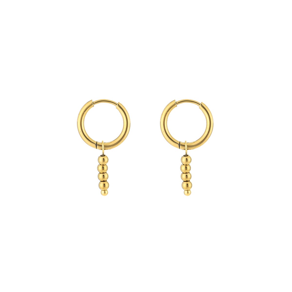 Stainless Steel Dots Oorringen – Minimalistische & Trendy Oorringen met Bolletjeshanger - RVS - Goud