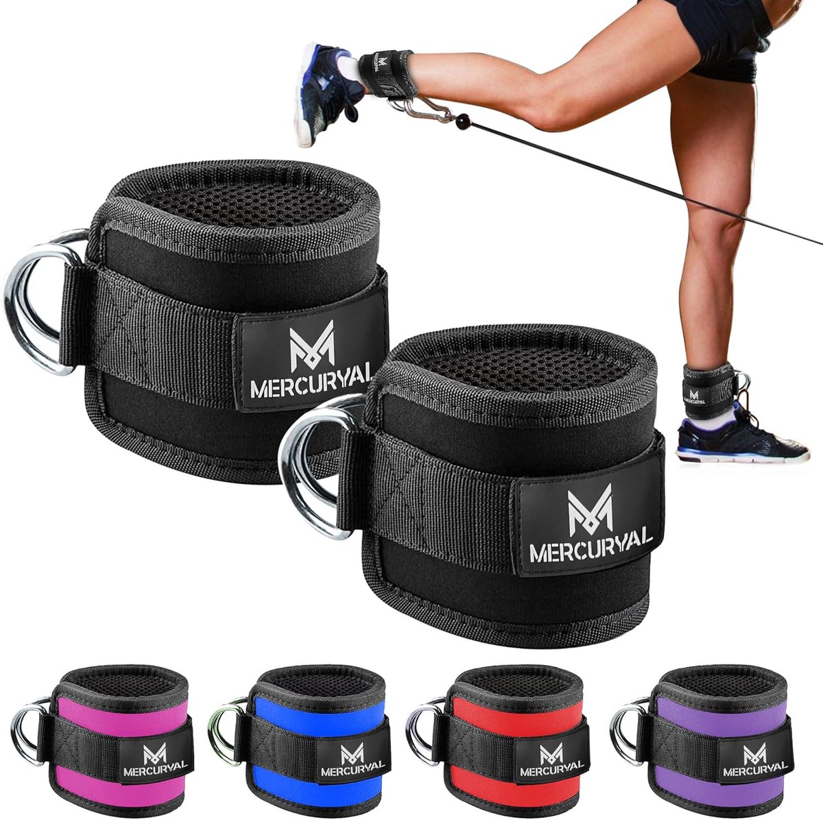 SnelShoppen - Ankle Pulleys 2 Stuks, Ankle Bandage voor Pulley, Padded Gym Ankle Straps voor Kabelmachine, Fitness Accessoires voor Mannen en Vrouwen,