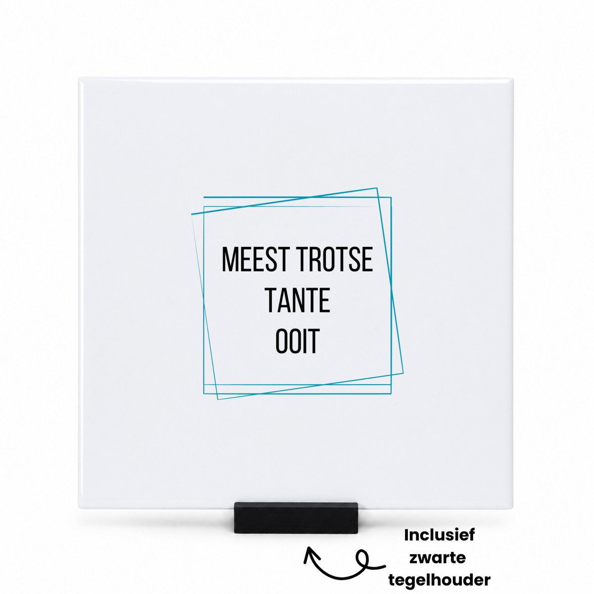 Hacebo meest trotse tante ooit tegeltje met tegelhouder - Tante - trotse tante - tegeltjes met tekst - verjaardagscadeau - verjaardag - cadeau - cadeautje voor tante - tante artikelen - kado - geschenk - gift - spreuktegels - 15x15 CM Wit