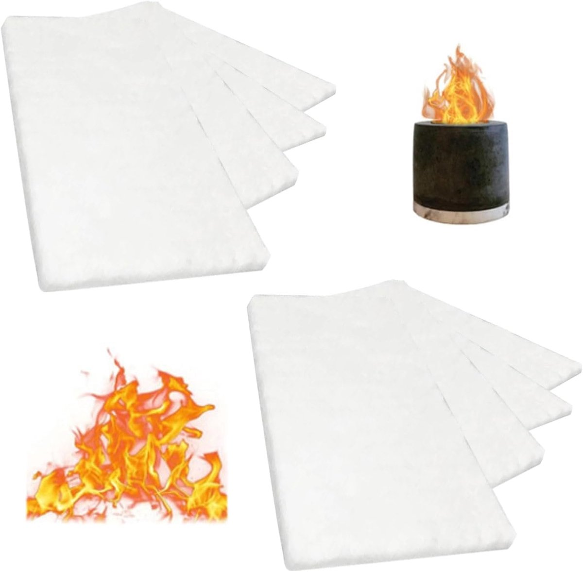 SnelShoppen - 8 Stuks Ceramisch Wol Bio-ethanol Binnenhaard - Vervangingsdoek voor Keramisch Wol Spons - 30.5×20.3cm - Veilig en Duurzaam
