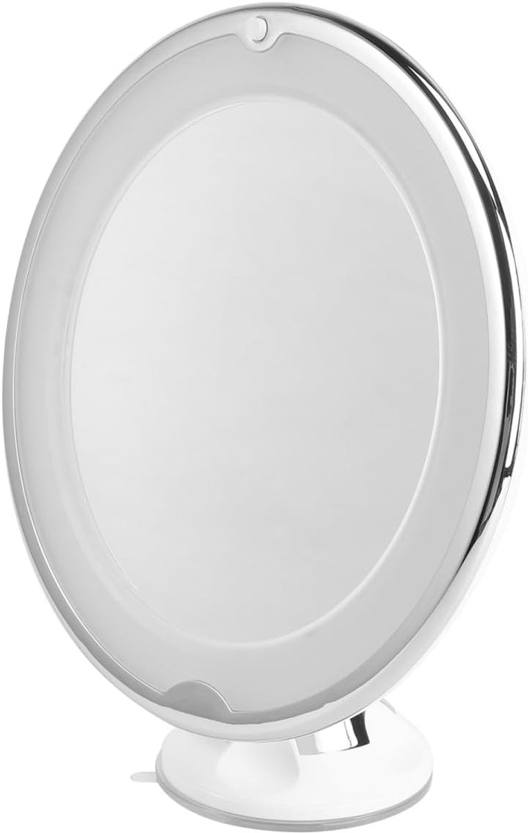 SnelShoppen - Ronde LED Make-up Spiegel met 7-voudige Vergroting en Zuignap, Witte Cosmetische Spiegel voor Badkamer en Reizen