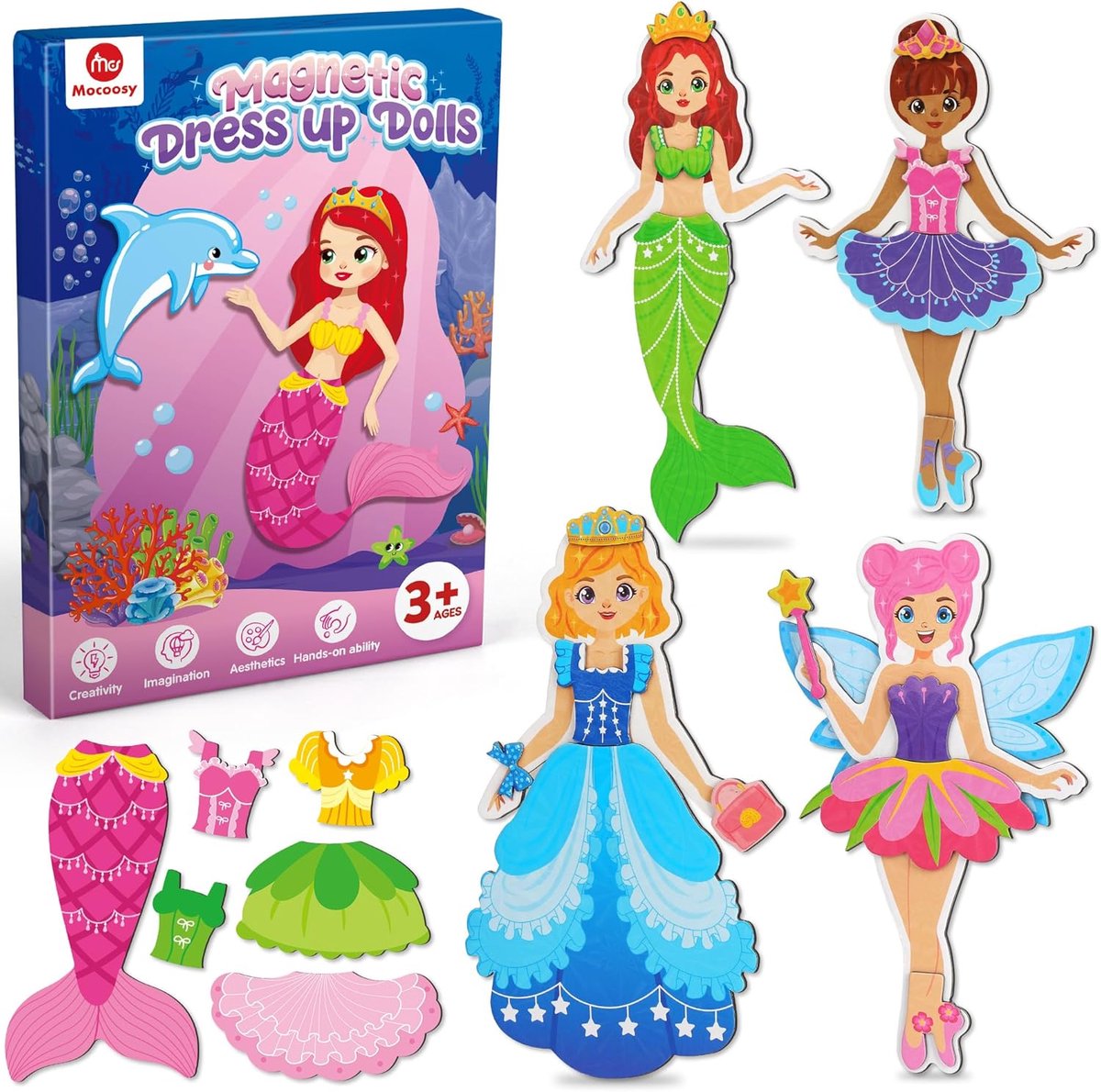 SnelShoppen - Magnetische Kledingpoppen voor Meisjes, Prinses, Zeemeermin, Fee en Balletdansers, Magnetisch Speelgoed voor Kinderen, Reisvriendelijk S