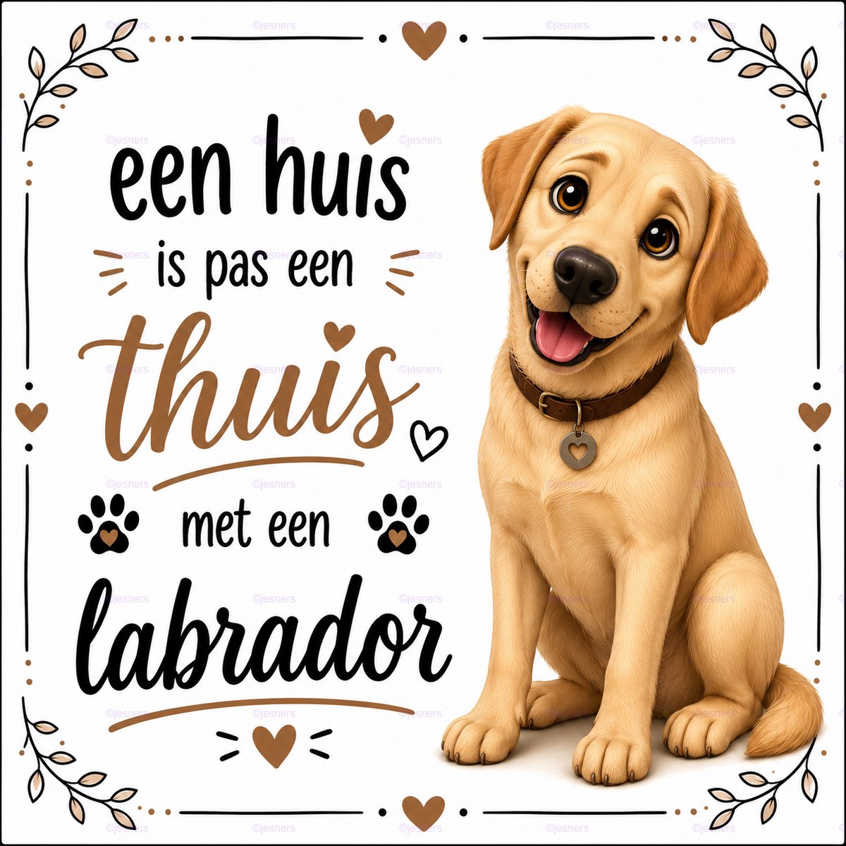 Jesners Tegeltje Labrador 15x15 cm | Decoratie | Cadeau | Labrador retriever | Tegel 15x15 | Honden tegel | Blonde Labrador