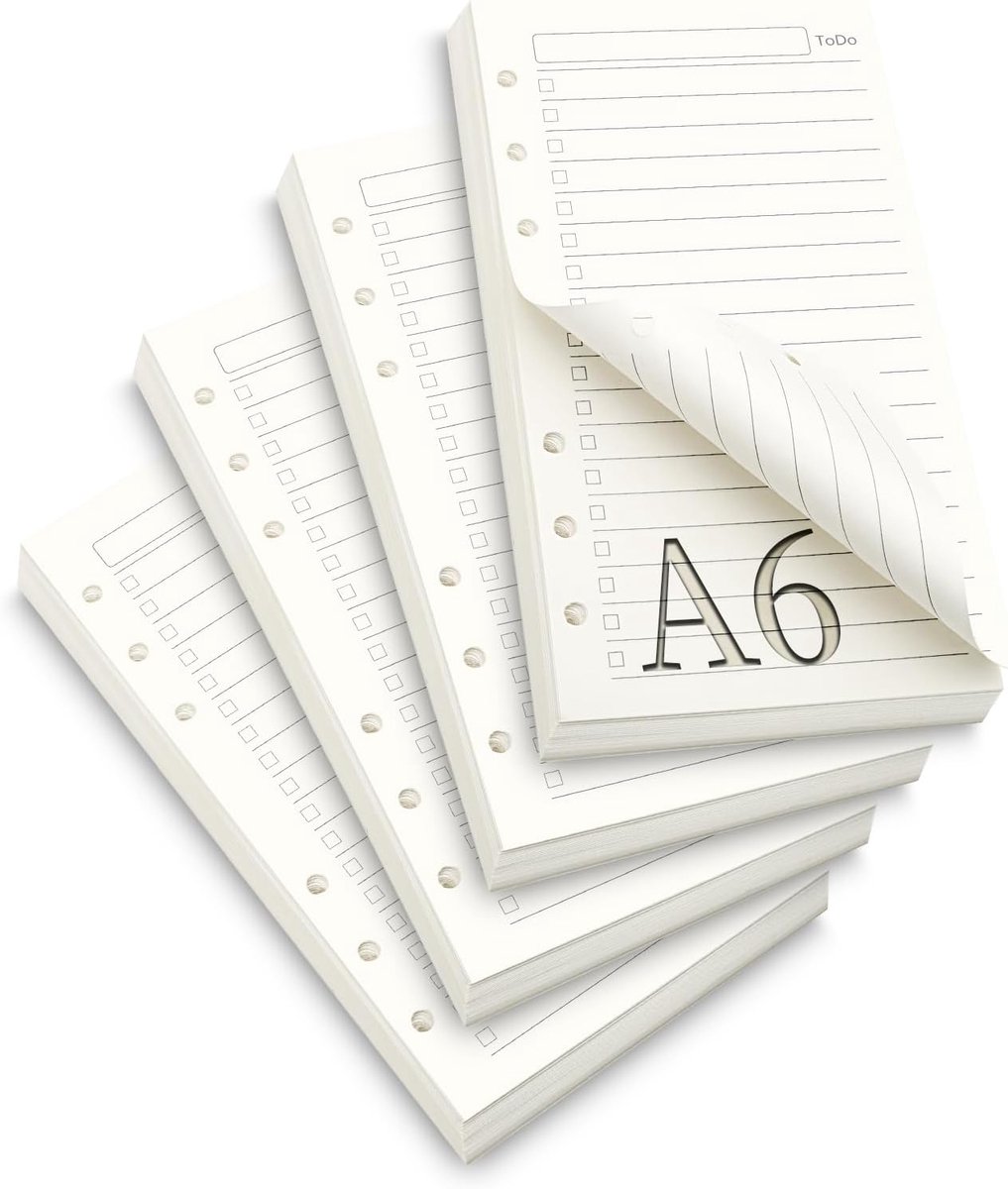 SnelShoppen - A6 Refill Paper 6 Gaten Gelijnd 180 Vellen Notitiepapier voor Planner, To-Do Lijst, Studie, Reisplanning en Dagelijkse Organisatie