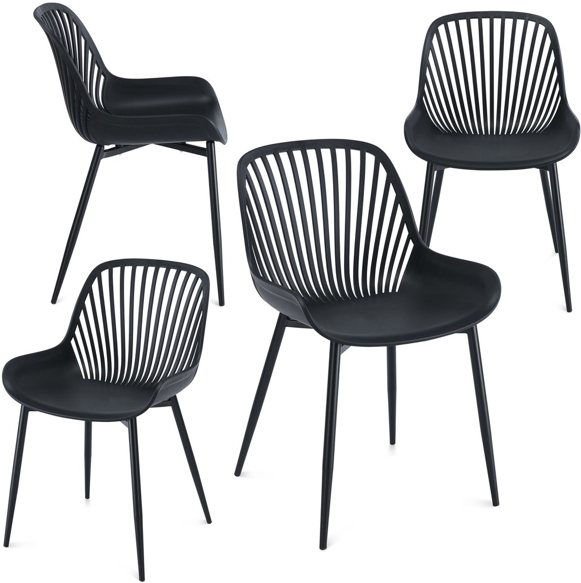 Tuinstoelen VERDE, set van 4 – Zwart