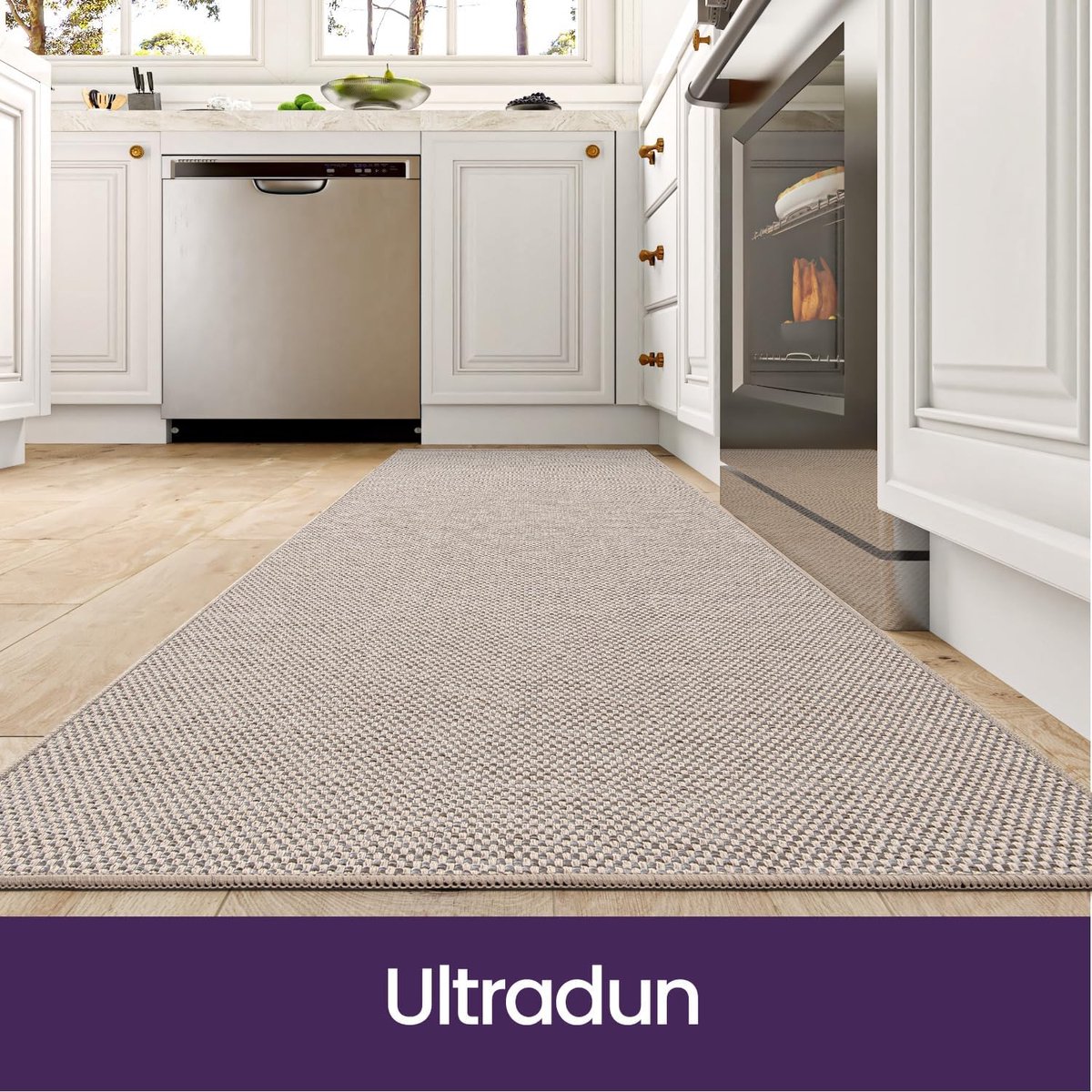 SnelShoppen - 2 Stuks Keukenmat Set - Antislip Wasbare Keukenlopers - Lange Vloermat 43x75 cm + 43x200 cm - Beige - Voor Keuken, Hal en Eetkamer