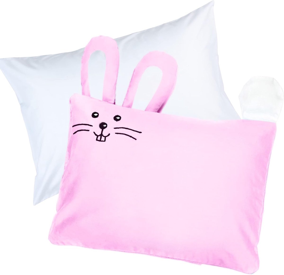 SnelShoppen - Kinder Fluff 233T Katoenen & Dons Kussen met Hoes - Alternatief Vulmateriaal voor Babybed, Nek- en Rugkussen, Hypoallergeen, Roze