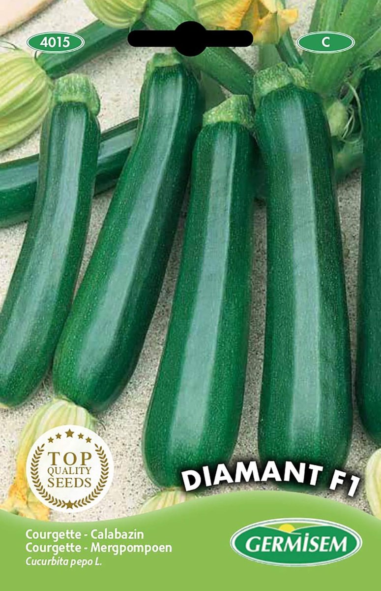 SnelShoppen - Zucchini Zaden Germisem Diamond F1 2g - Heerlijke Snackgroente voor Salades - Ideale Buiten Teelt - Snelle Kieming binnen 10 Dagen