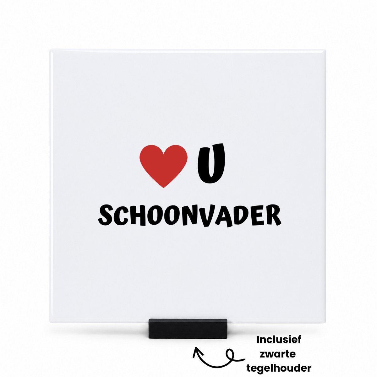Hacebo love u schoonvader tegeltje met tegelhouder - Papa - de liefste schoonvader - tegeltjes met tekst - vader cadeautjes - vaderdag - verjaardag - geschenk - kado - spreuktegels - 15x15 CM Wit