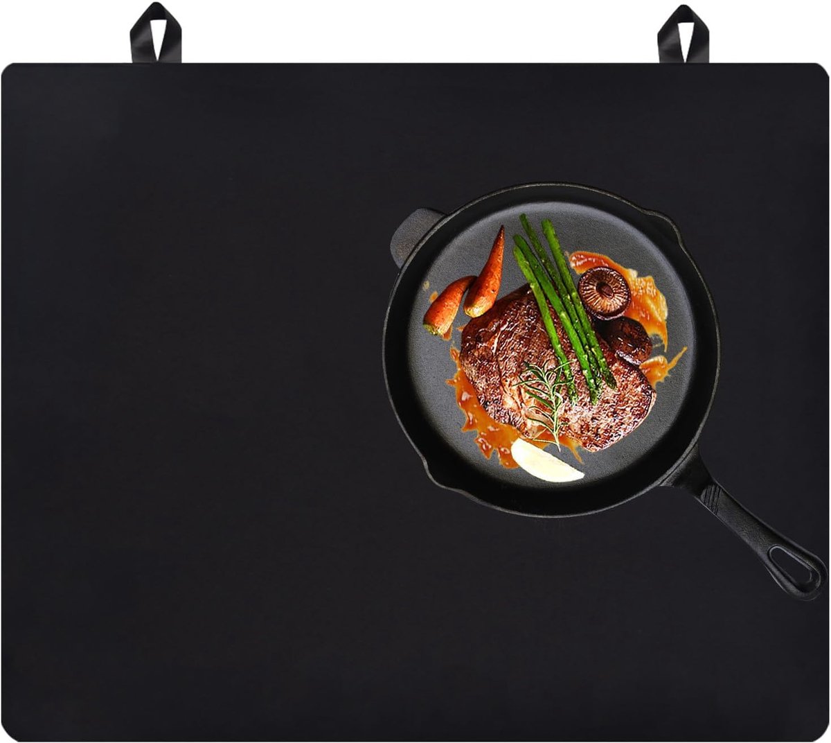 Thijox - Fornuisafdekplaat Inductiekookplaat 61,5 x 53 cm - Siliconen Beschermmat met 2 Haken - Ideaal voor Keuken, Bescherming, Veiligheid, Onderhoud
