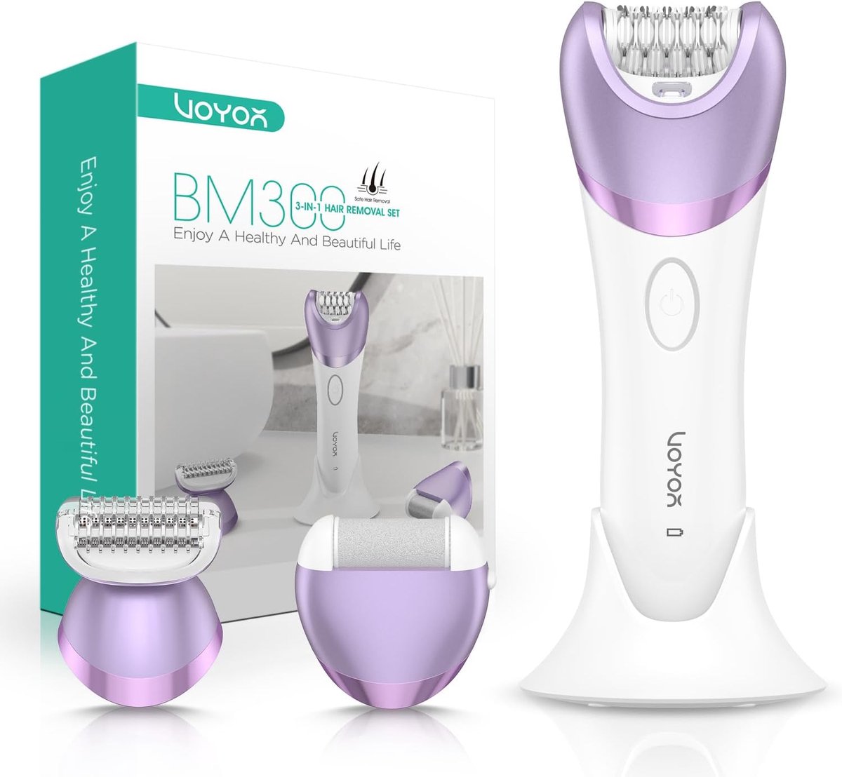 SnelShoppen - Draadloze Epilator voor Vrouwen, Oplaadbare Haarverwijderingsapparaat met 30 Micro Grip Tweezers, 3-in-1 Epilator, Scheermes en Voetvijl