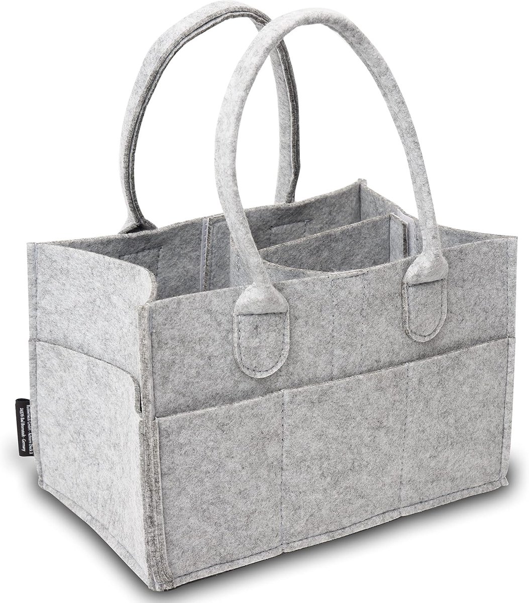 SnelShoppen - Multifunctionele Baby Luiertas - Lichtgrijze Organizer Tas van Vilt - 26x17x17 cm - Ideaal voor Verzorging, Reizen, en Thuis