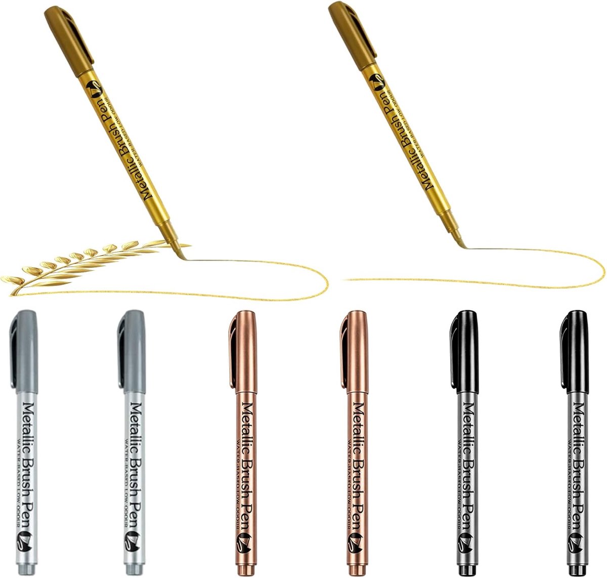 SnelShoppen - 8-delige Metallic Marker Set - Acryl Stiften - Goud, Zilver, Brons, Zwart - Waterdichte Markers voor DIY Projecten, Hout, Steen, Glas, P