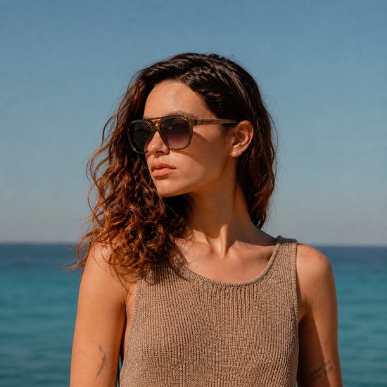 Wooda® Zonnebril Aviator - Groen Transparant - Gepolariseerd - Roca Llisa TR Green Marrón Degradé van Wooda — afbeelding 3