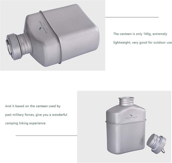 Titanium Kookset voor Kamperen - 1100ml Waterfles, Sterke Outdoor Kom en Kettle, Ideaal voor Avontuurlijke Reizen en Survival Situaties — afbeelding 3