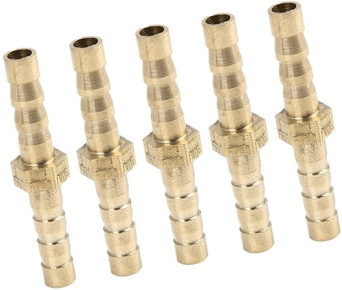 Slangaansluiting Messing - Union Connector - Voor Lucht/Water/Gas/Olie - Verpakking van 5 Stuks - Hoge Weerstand tegen Slijtage - Slangconnector