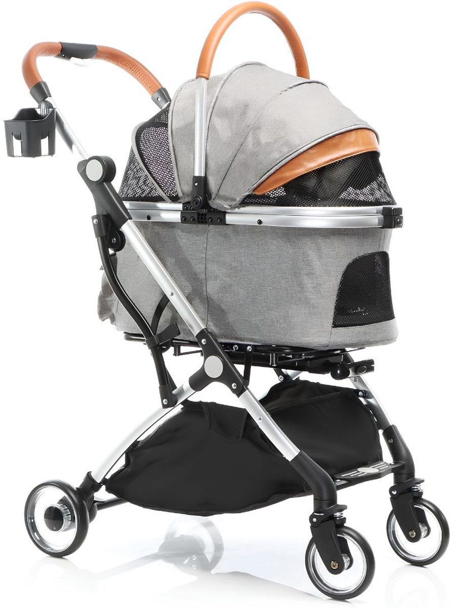 NIVA® Hondenbuggy - Luxe Wandelwagen voor Huisdieren - Hondenkar - Grijs - 77cm x 48cm x 100cm