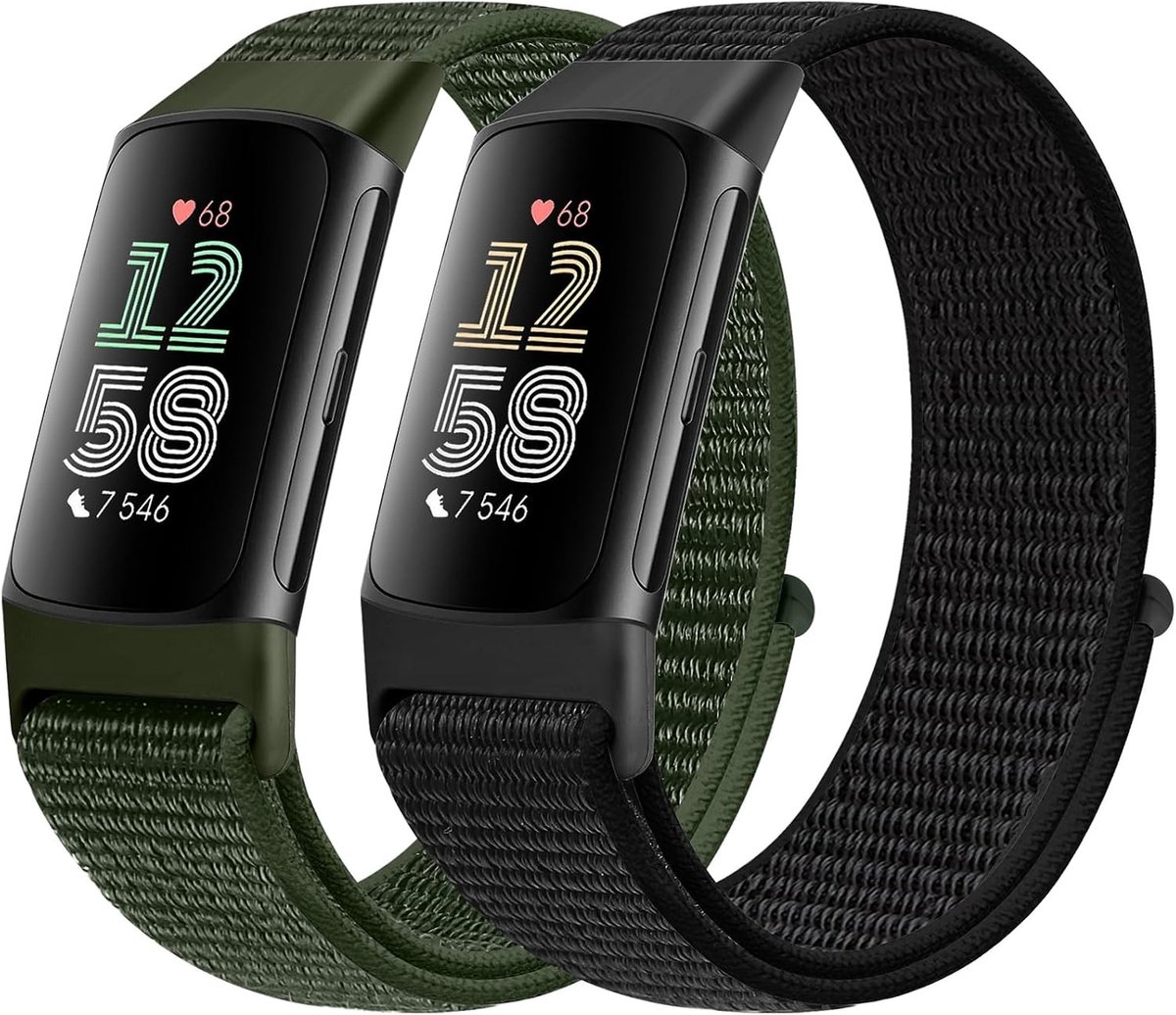 Verstelbare en Ademende Nylon Sportband voor Fitbit Charge 5 - Vervangende Soft Strap voor Mannen en Vrouwen, Geschikt voor Fitness Tracker