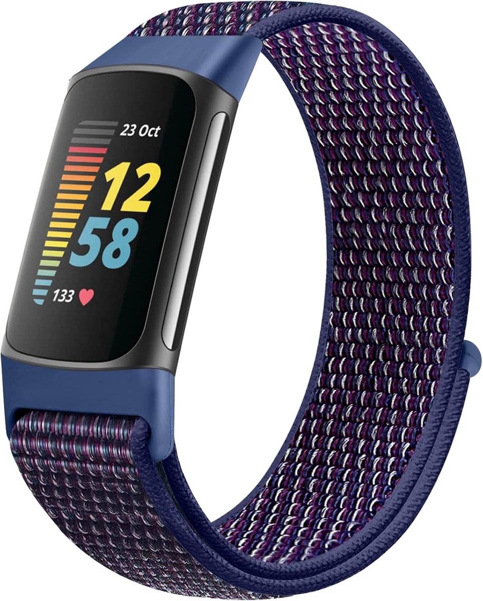 Verstelbare ademende nylon sportband voor Fitbit Charge 5 - Comfortabele vervangband voor mannen en vrouwen, ideaal voor fitness en dagelijks gebruik