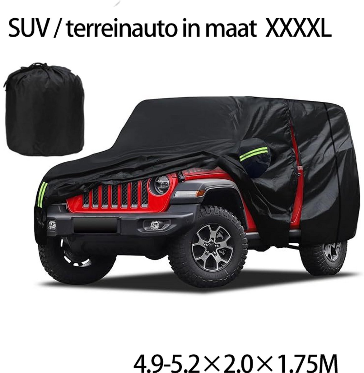 KZQ Universele Auto Car Cover - Waterdicht & UV-Bestendig - Voor SUV & Offroad - Maat XXXXL (4.9-5.2m) - Zwart