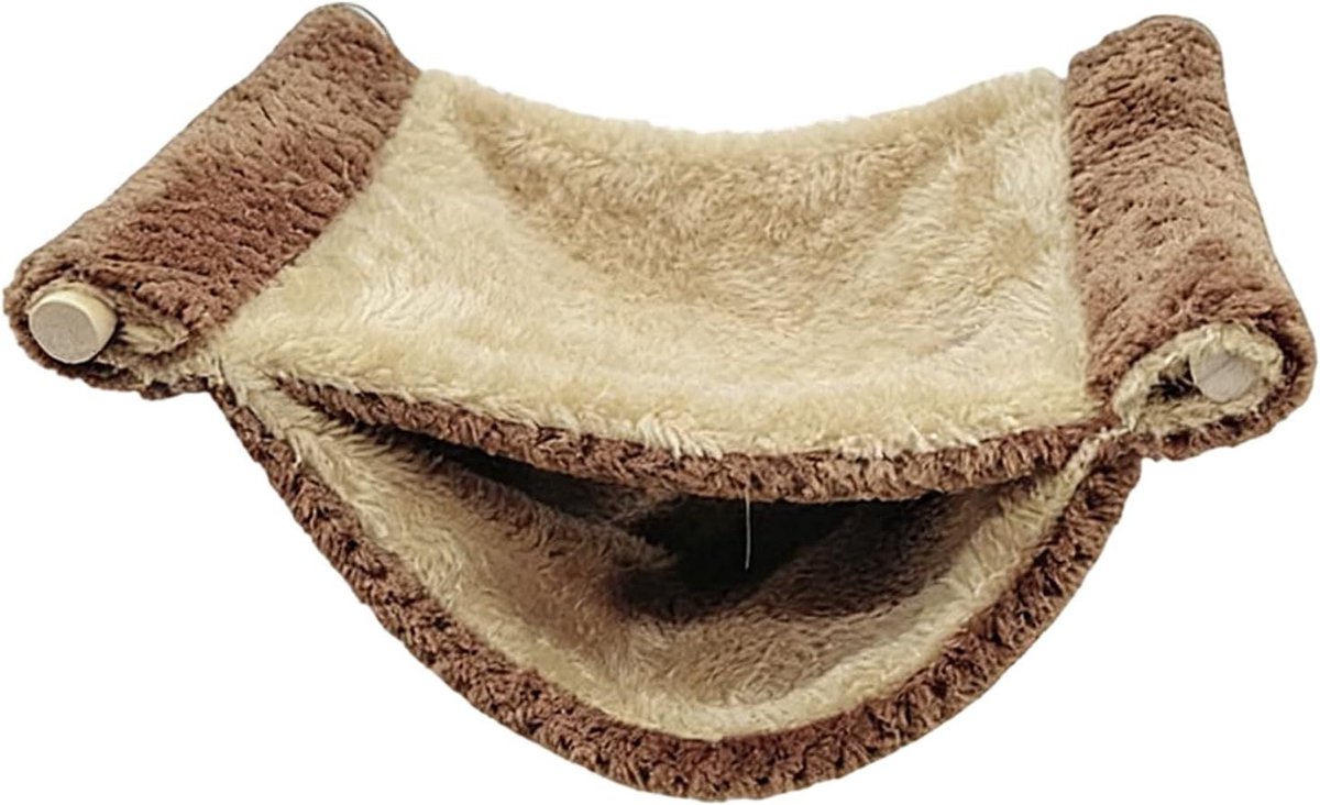 Dieren Hangmat - Slaap Tunnel - Knaagdier Rust - Zacht Fleece Materiaal - 15x25cm - Bruin