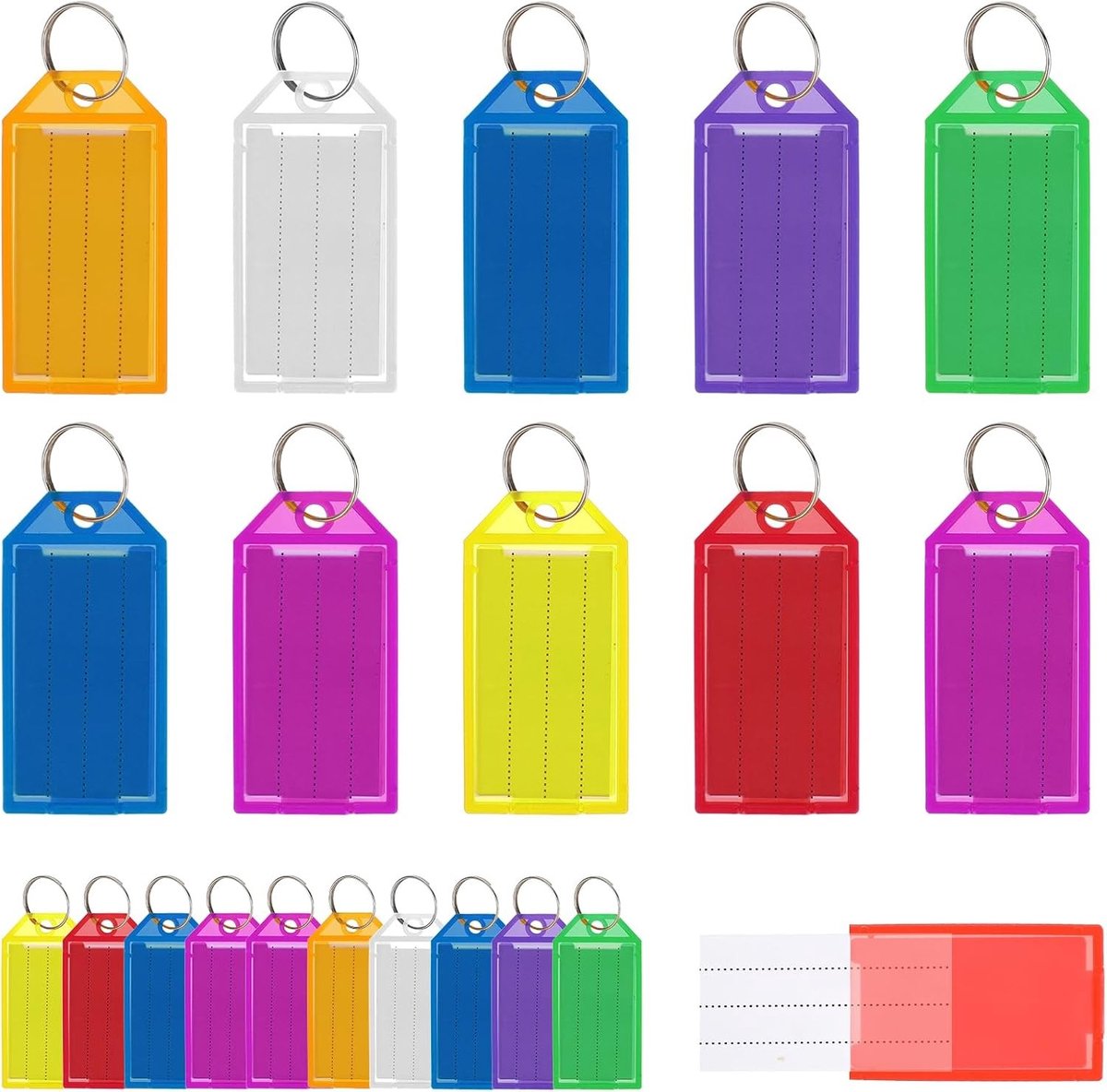 Pack van 10 Waterdichte PVC Koffersleutelhangers, Schrijfbare Adreslabels voor Reisbagage, Ideaal voor Schooltassen en Koffers
