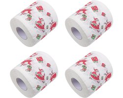 Kerst Toilettenpapier Rollen - Feestelijke Tissues - Kerstdecoratie - Dubbel Laags - 4 Rollen - Wit