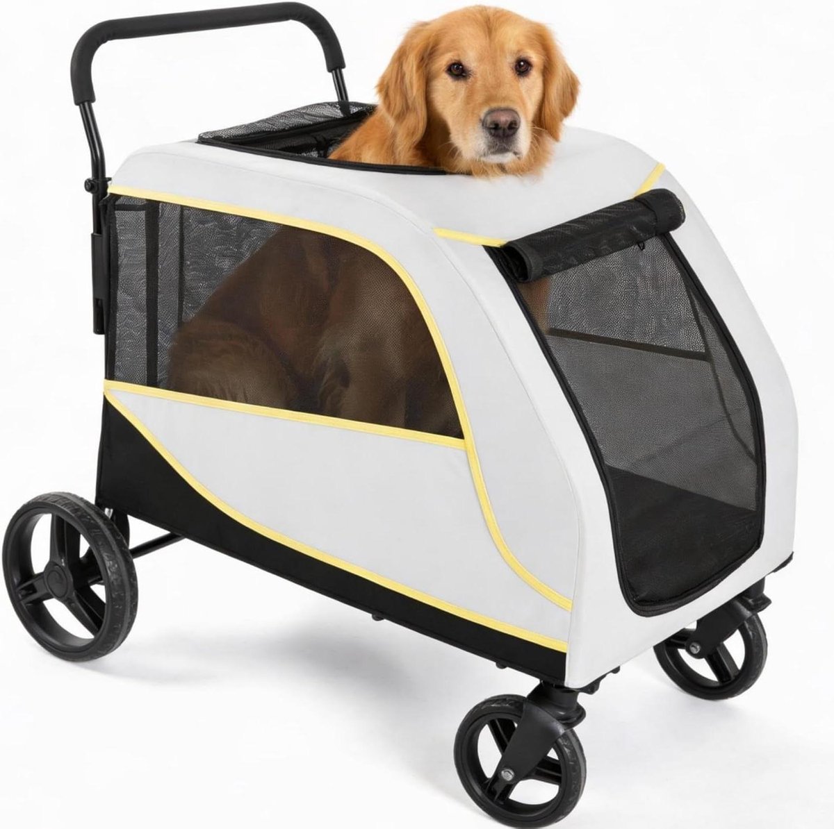 Dierenbuggy - Hondenwagen - Reizen met huisdier - Opvouwbaar en lichtgewicht - Tot 80 kg - Wit