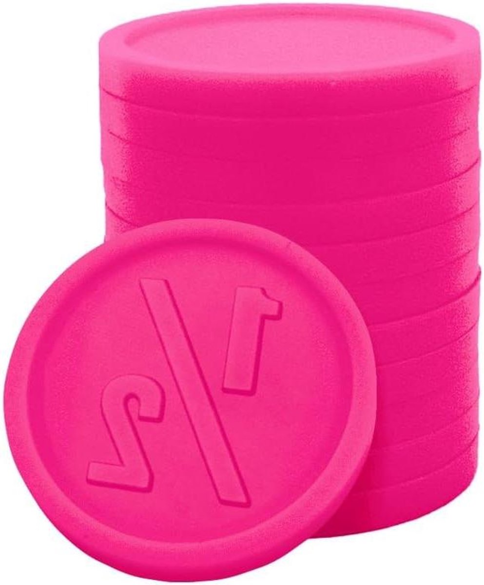 Consumptiemunten Plastic - Festivalmunten Betaalmunten - Evenementen Organiseren - Opdruk 1/2 - 250 stuks Ø 25 mm - Neon Roze