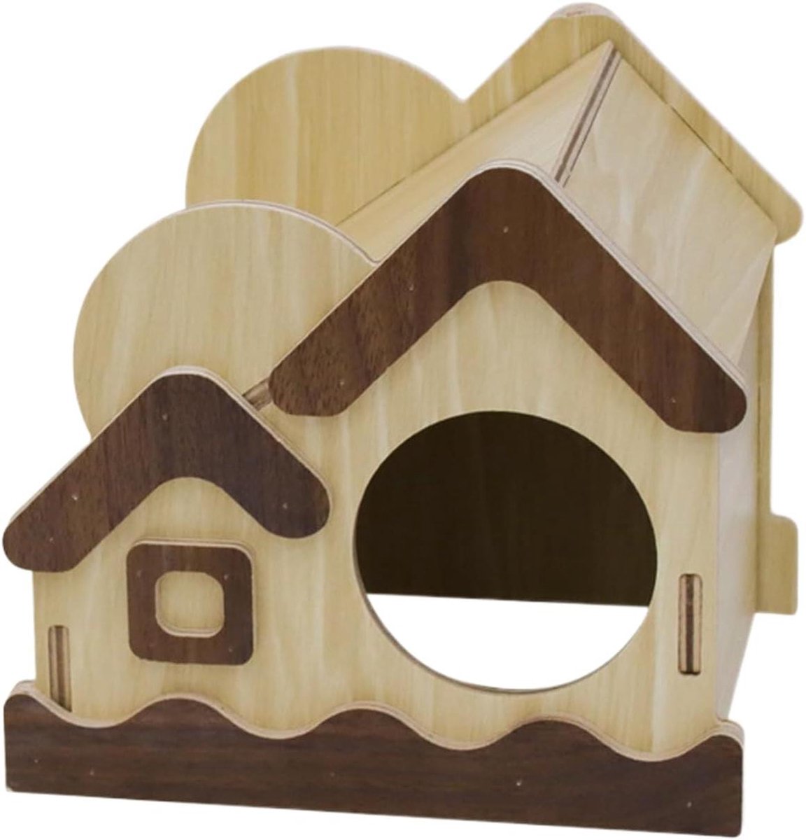 Egelhuis Houten Huisje - Knaagdier Slaapplaats - Kooi Verrijking - Natuurlijk Hout Materiaal - 22 x 17 x 5 cm