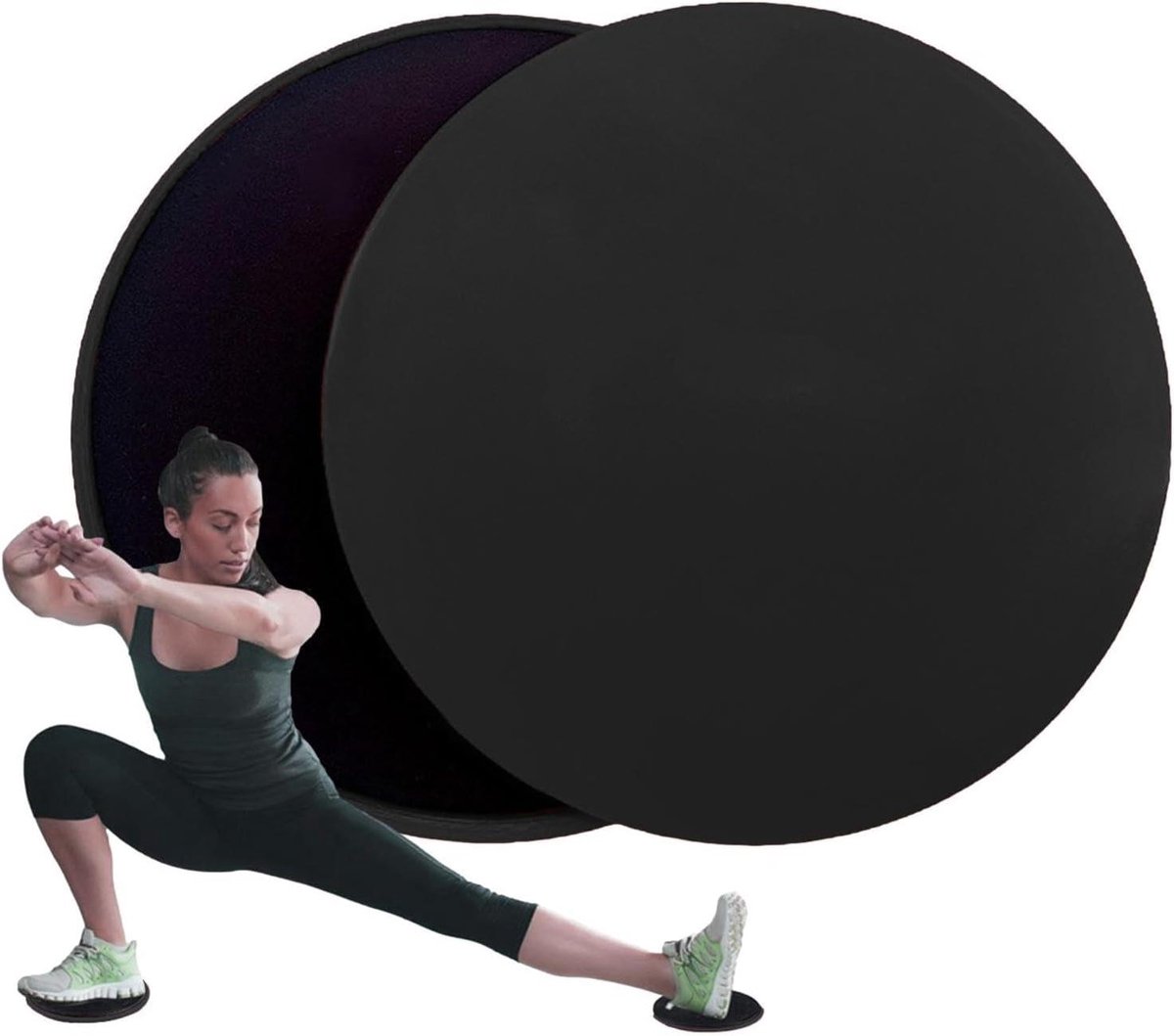 Core Sliders Set - Oefen Schijven - Fitness Training - Dubbelzijdig Bruikbaar - 17 cm Diameter - Zwart