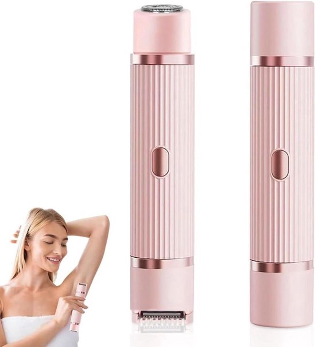 2-in-1 draadloos en waterdicht elektrisch scheerapparaat voor dames met dubbele kop, ideaal voor benen, lichaam, oksels en bikinilijn voor een gladde en comfortabele scheerbeurt