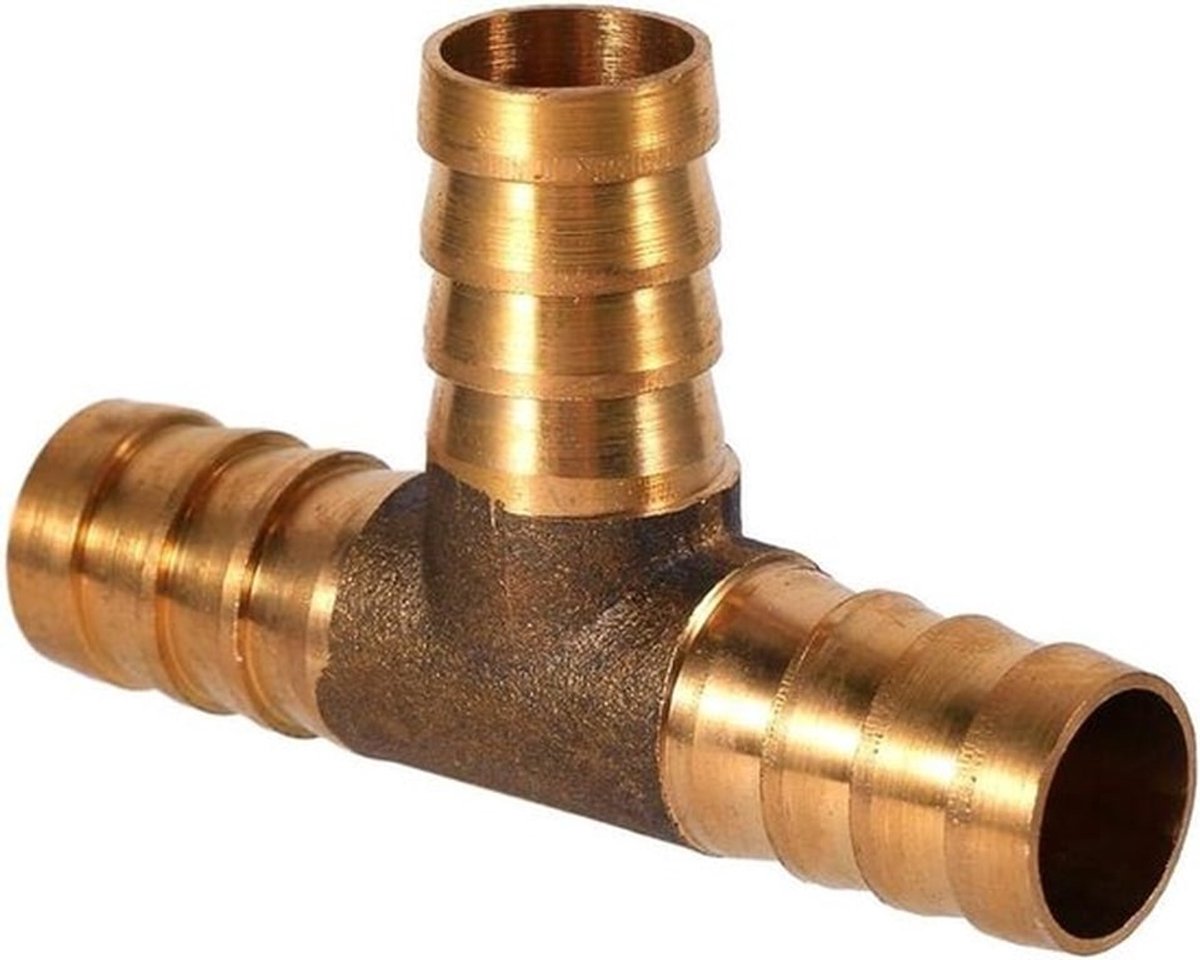 Drieweg Koppeling voor Vacuumslangen, Messing T-stuk voor Perslucht, Olie en Gasleidingen (12mm)