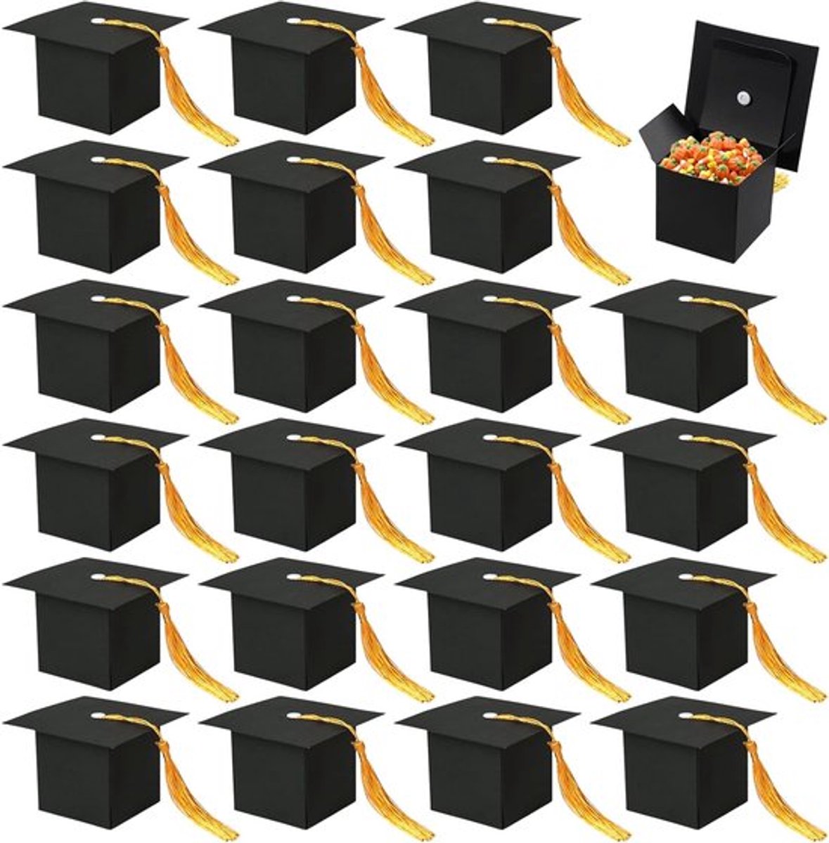 Decoratieve Cadeauboxen voor Afstuderen - 30 Stuks in de Vorm van Dokters- en Bachelor Hoed - Perfect voor Snoep en Chocolade Verpakking op Feestjes en Vieringen