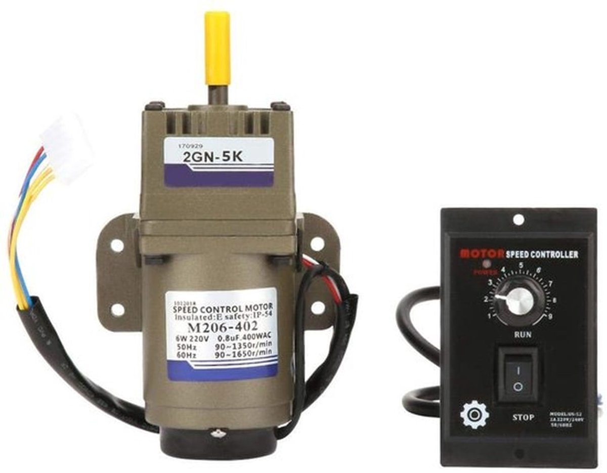 Motor met Aandrijving - Asynchrone Motor - Geluidsarm en Energiebesparend - 6 W - Tandwielmotor - Ideaal voor Klussen - Model m206-402