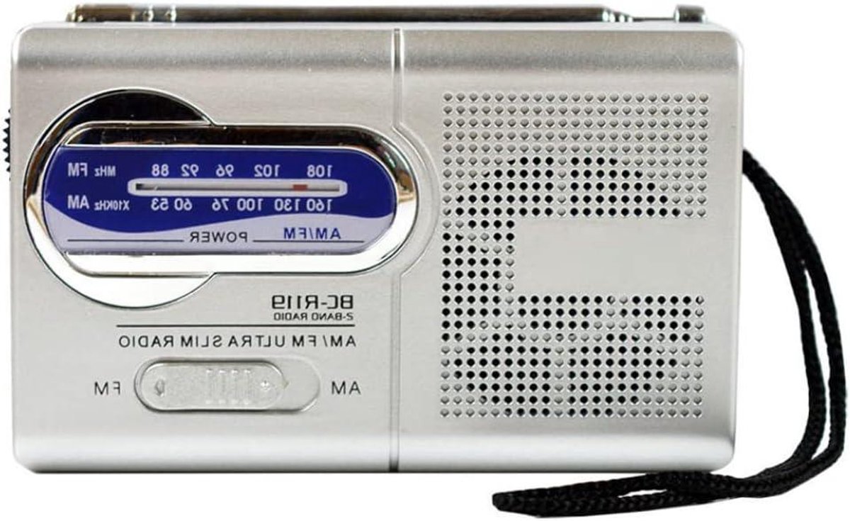 Mini Draagbare Radio - Zakradio AM FM - Muziek Luisteren - Telescopische Antenne - 95x59x20 mm - Zilver