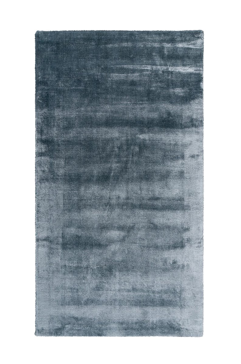 Padiro laagpolig vloerkleed 80 x 150 cm - blauw - modern effen design - van viscose