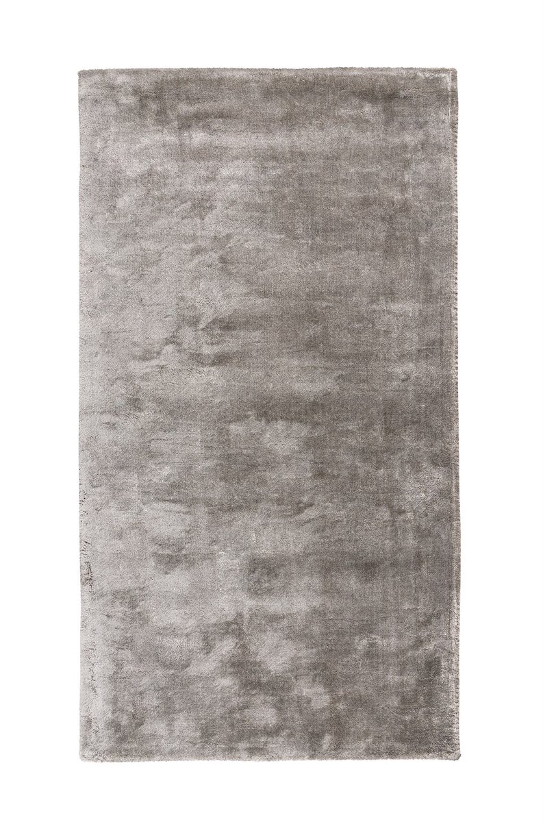 Padiro laagpolig vloerkleed 80 x 150 cm - zilver - modern effen design - van viscose