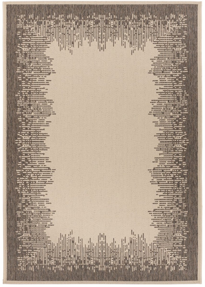 Padiro laagpolig vloerkleed 120 x 170 cm - crème / bruin - vintage patroon - voor binnen en buiten - geschikt voor vloerverwarming - van polypropyleen