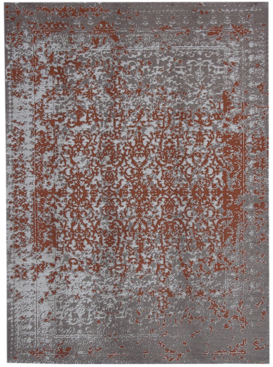 Padiro vlakgeweven vloerkleed 80 x 150 cm - beige / roest - modern abstract design - voor binnen en buiten - geschikt voor vloerverwarming - van polyester