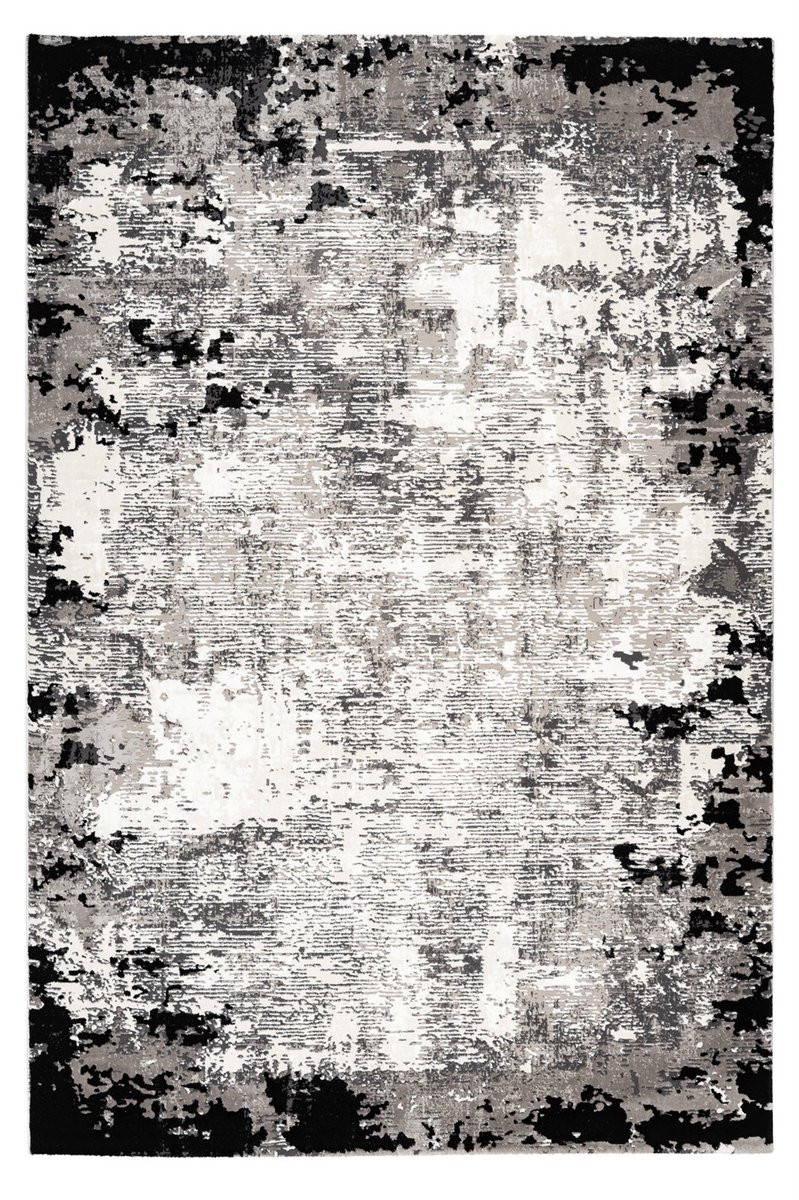 Padiro laagpolig vloerkleed 120 x 170 cm - grijs - modern abstract design - van polyester met krimpcomponent