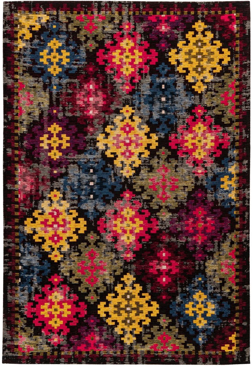 Padiro laagpolig vloerkleed 120 x 180 cm - meerkleurig - modern effen design - geschikt voor vloerverwarming - van modacryl en katoen en polyester