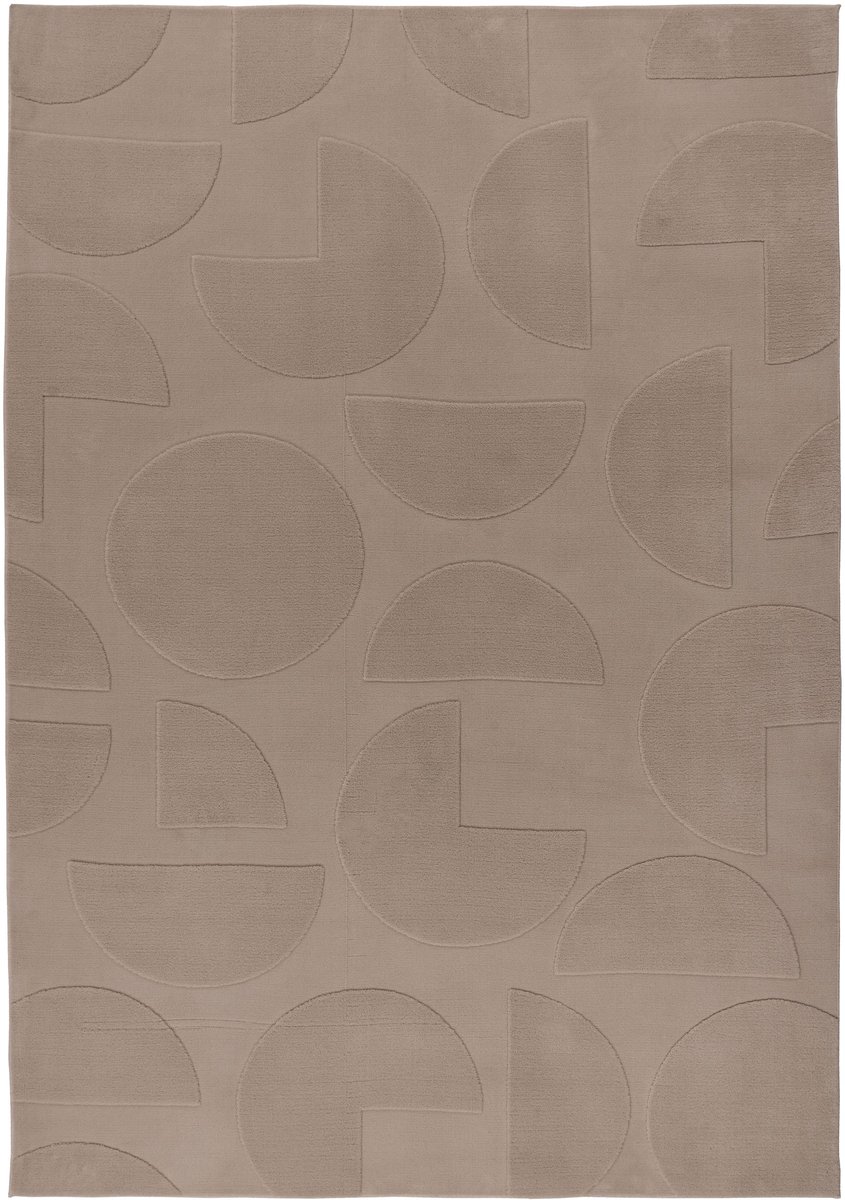 Padiro laagpolig vloerkleed 160 x 230 cm - taupe - modern geometrisch patroon - geschikt voor vloerverwarming - van polyester