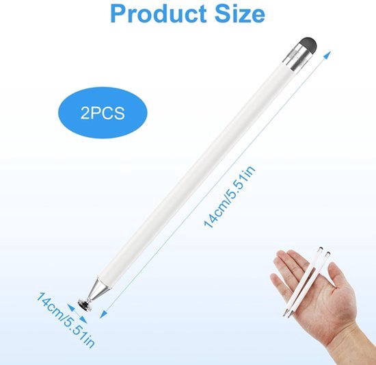 Tabletpen 2-delige set - Universele Styluspen - Nauwkeurige Touchpen - Mobiele Telefoonpen - Antislip - Transparante Schijfpunt - Stylus — afbeelding 3