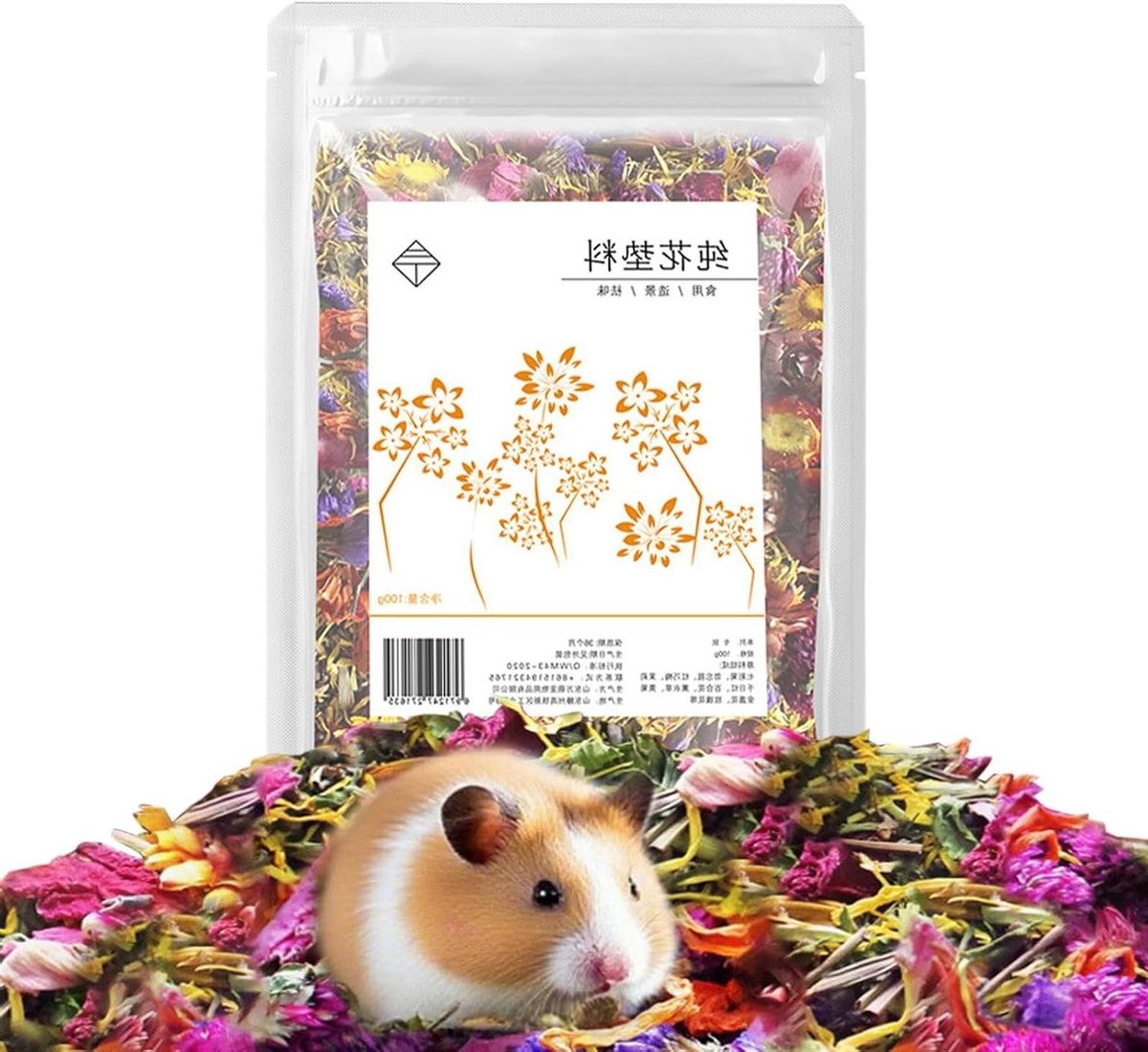 Bodembedekking Hamster - Knaagdier Bedding - Verblijf Inrichten - Natuurlijke Gedroogde Bloemen - 100 g - Niet gespecificeerd