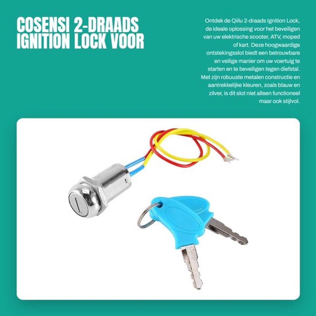 2-draads Ignition Lock voor Elektrische Scooter, ATV, Moped en Kart