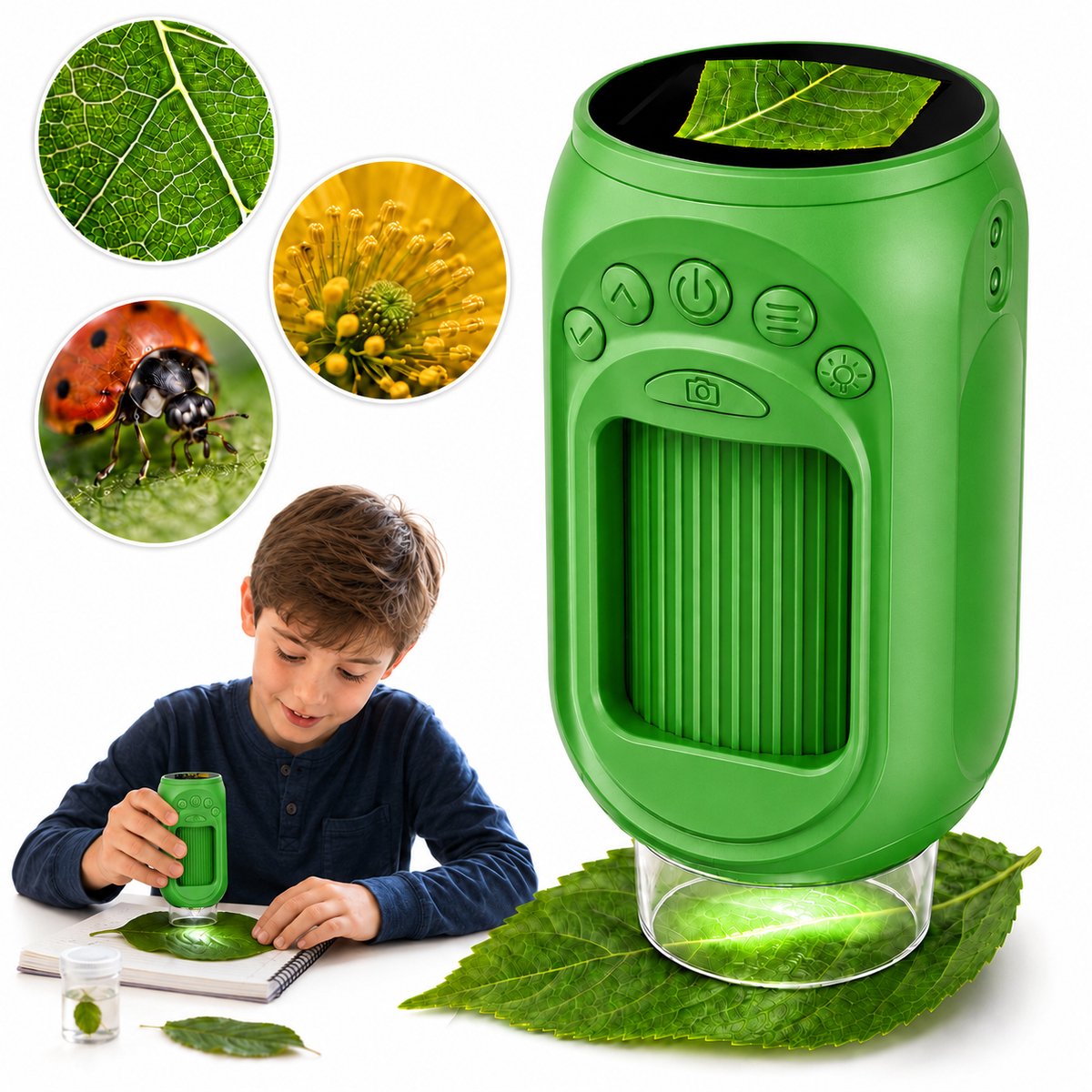 Digitale Kinder Microscoop - Met Lcd Scherm - Microscoop - Digitale Kindermicroscoop met 1.54" IPS Scherm - Handmicroscoop 1000x Zoom met 8 LED Verlichting - Pocket STEM Educatief Buitenspeelgoed Cadeau voor Kinderen - Lichtgroen