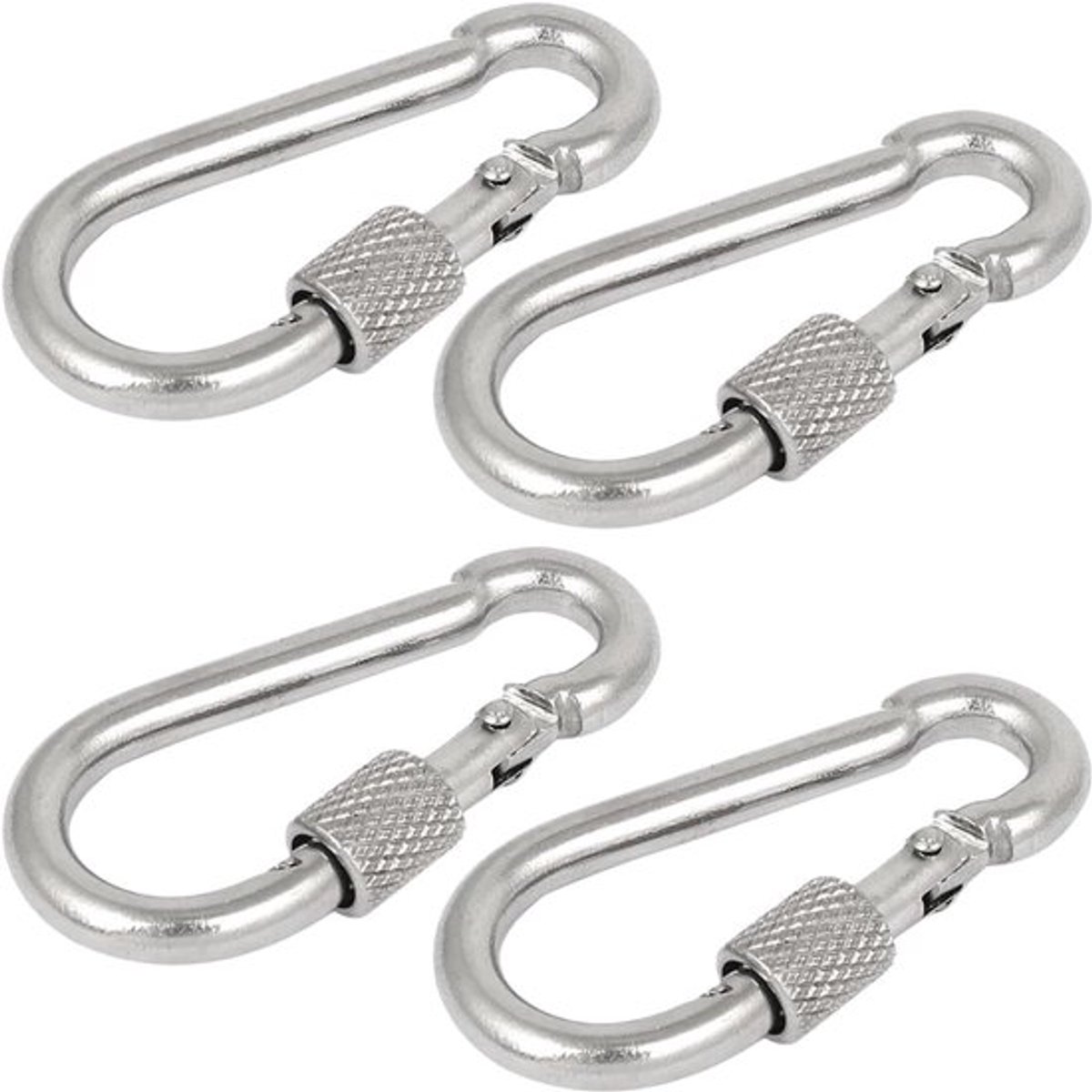 Karabijnhaak met schroefsluiting - Aluminiumlegering - 4 stuks - Verbindingssleutel - Rugzak/tent - Maximaal 135 kg draagvermogen - Klimhaken