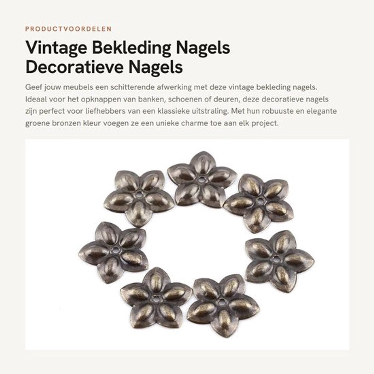 Bekleding Nagels 100 Stuks - Decoratieve Nagels - Ronde Grote Kop - Groen Brons - IJzer - Afmetingen 6×14 mm